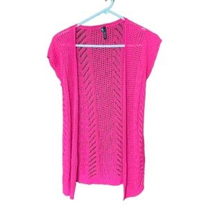 Maurices Hot Pink Crochet Cardigan Size Small